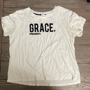 White Graphic T-Shirt with 'GRACE' Print